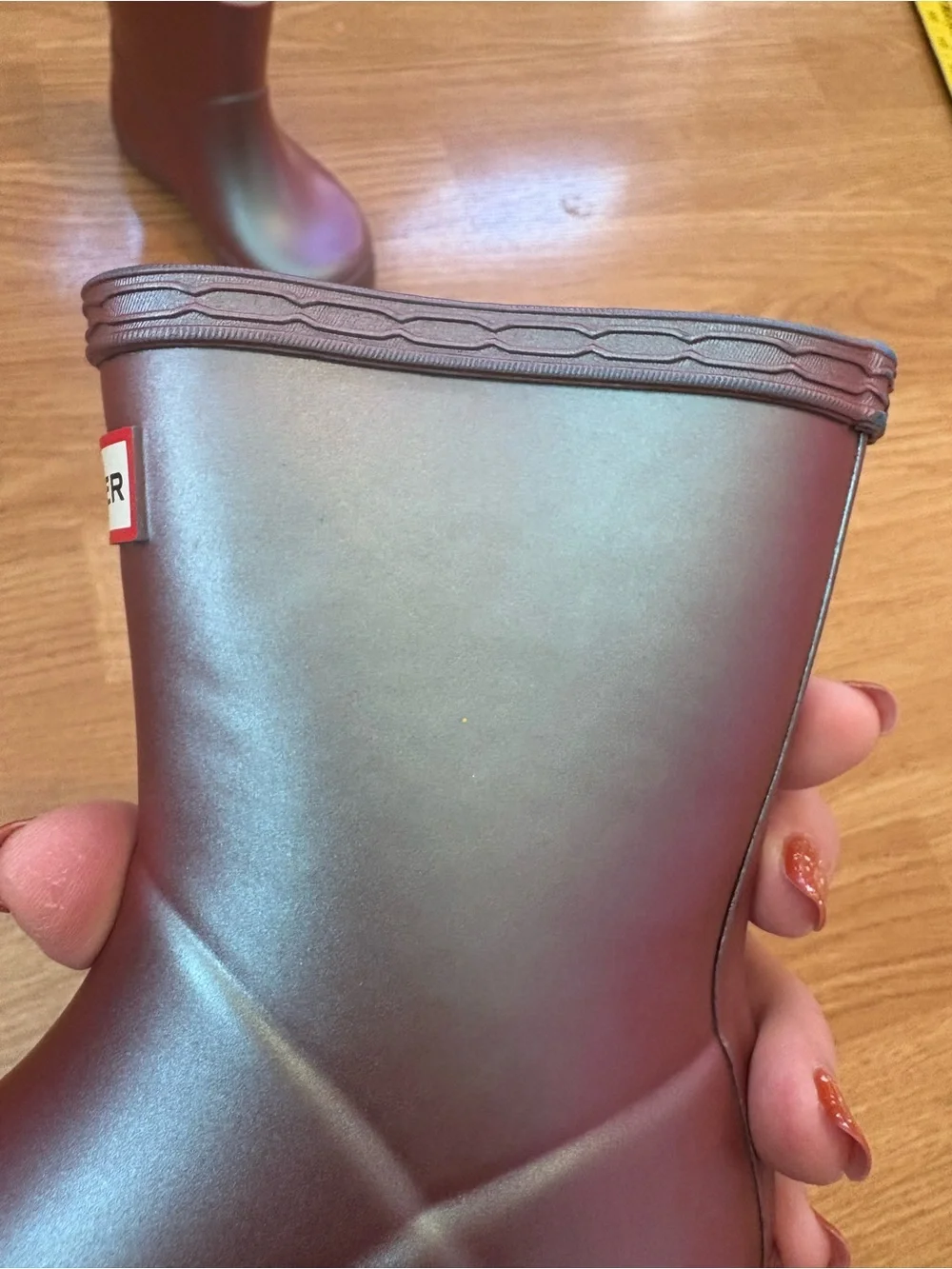 Hunter Kids Iridescent Rain Boots with Blue Lining